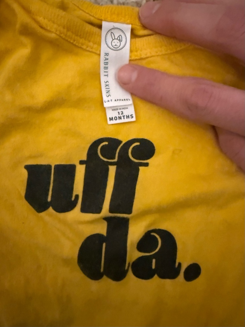 Patina Rabbit Skins Mustard Yellow Minnesota onesie